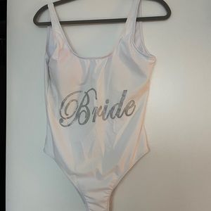 White One Piece Bride Bathing Suit- Bachelorette Bathing Suit